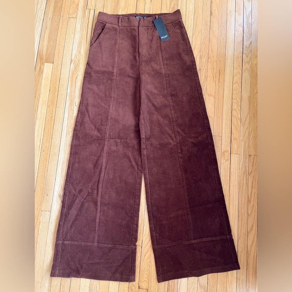 NWT Nasty Gal Corduroy Pant Wide Leg Chocolate Brown Retro Earthy Warm Tones